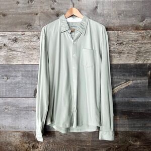 The Normal Brand Mens Active Puremeso Button Down Shirt L Green
